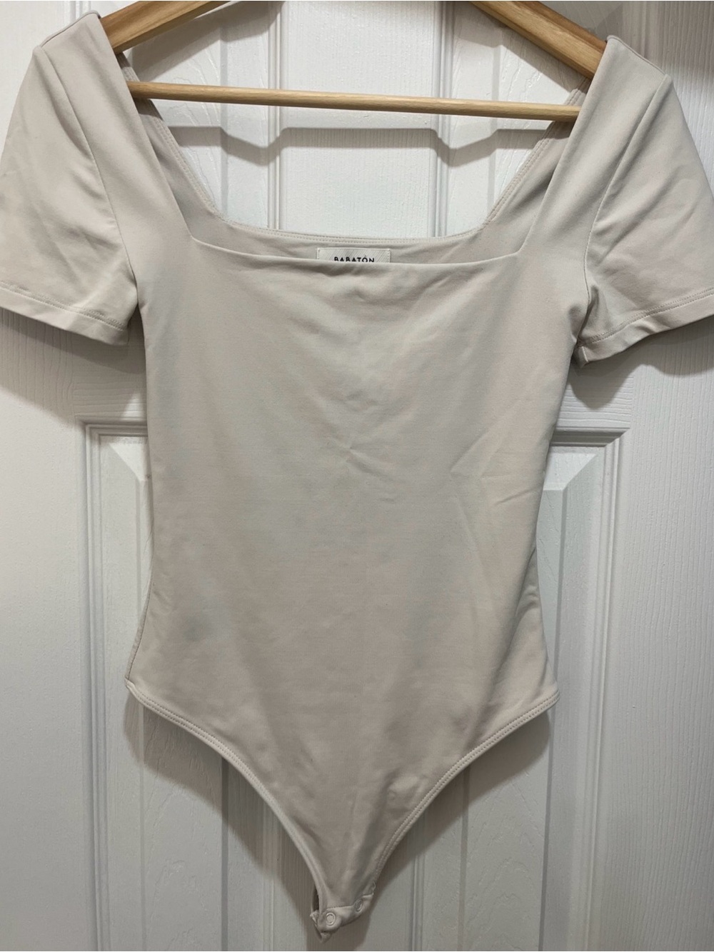 Aritzia Babaton Neutral Beige Contour Manner Bodysuit Top